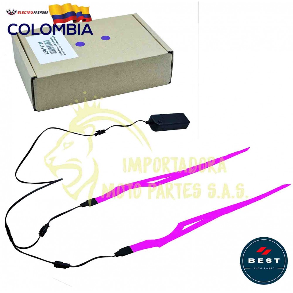 LUCES PARA CASCO DE MOTO - DISEÑO PLANO COLOR MORADO BEST